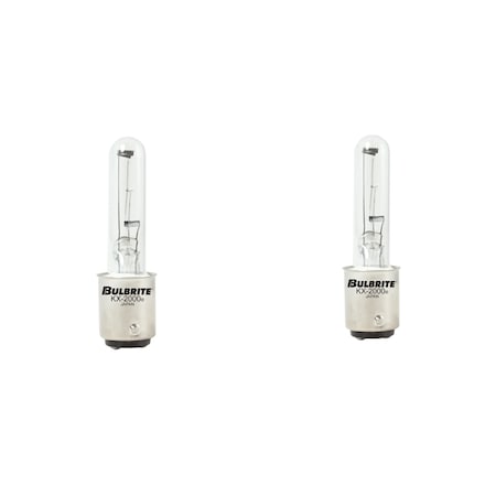 Bulbrite KX-2000 120V T3 Light Bulbs, Clear Glass, BA15D Double-Contact Bayonet Base, 20W, 2700K, 2PK 861194